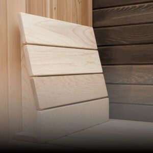 Wooden sauna backrest for lumbar support and comfortable bench seating